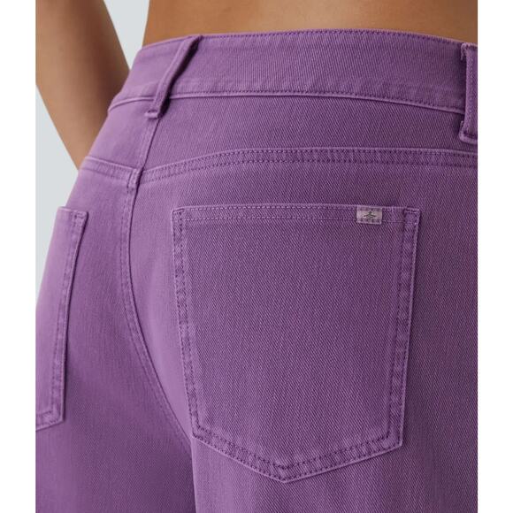 Halara Wide Leg Jeans Womens Small High Rise Purple Stretch Casual Denim Pants - Picture 4 of 9